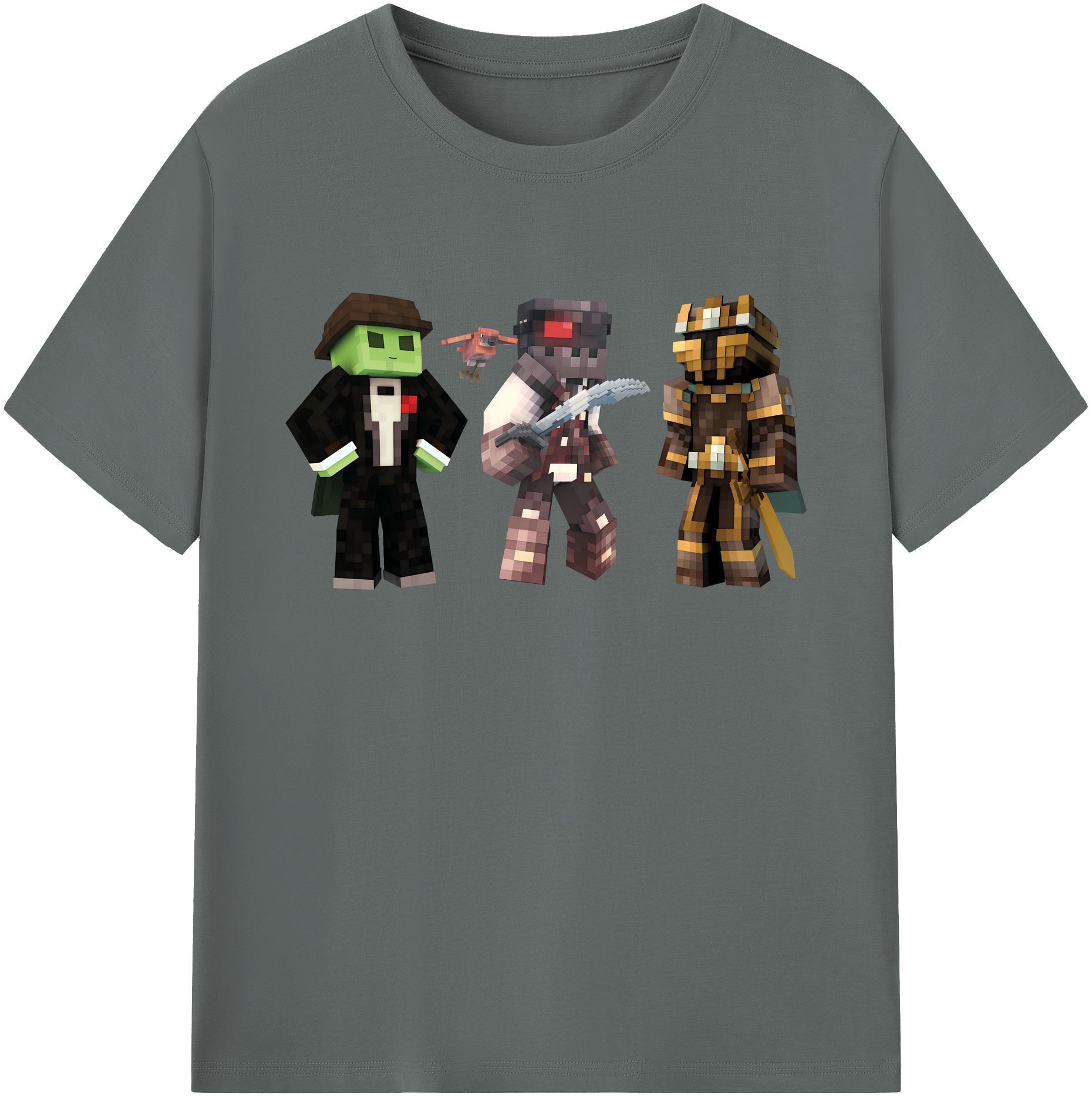 （画像用） マインクラフト ブロックの世界 Minecraft MC Block world 綿100％ メンズ半袖Tシャツ｜肌触りやわらか＆通気性